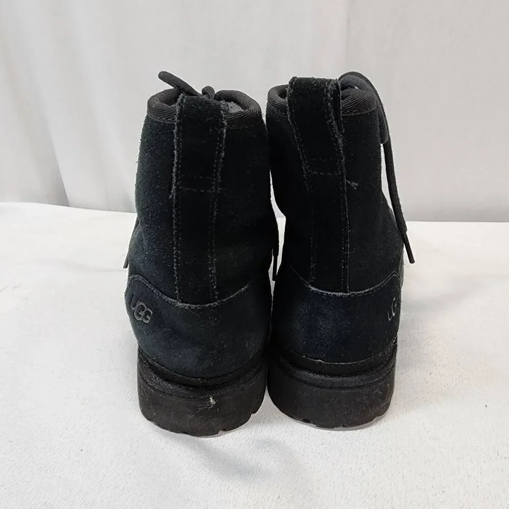 UGG Harkley Black Suede Chukka Ankle Boots, Mens US 11 Lace-Up Fleece Lined
